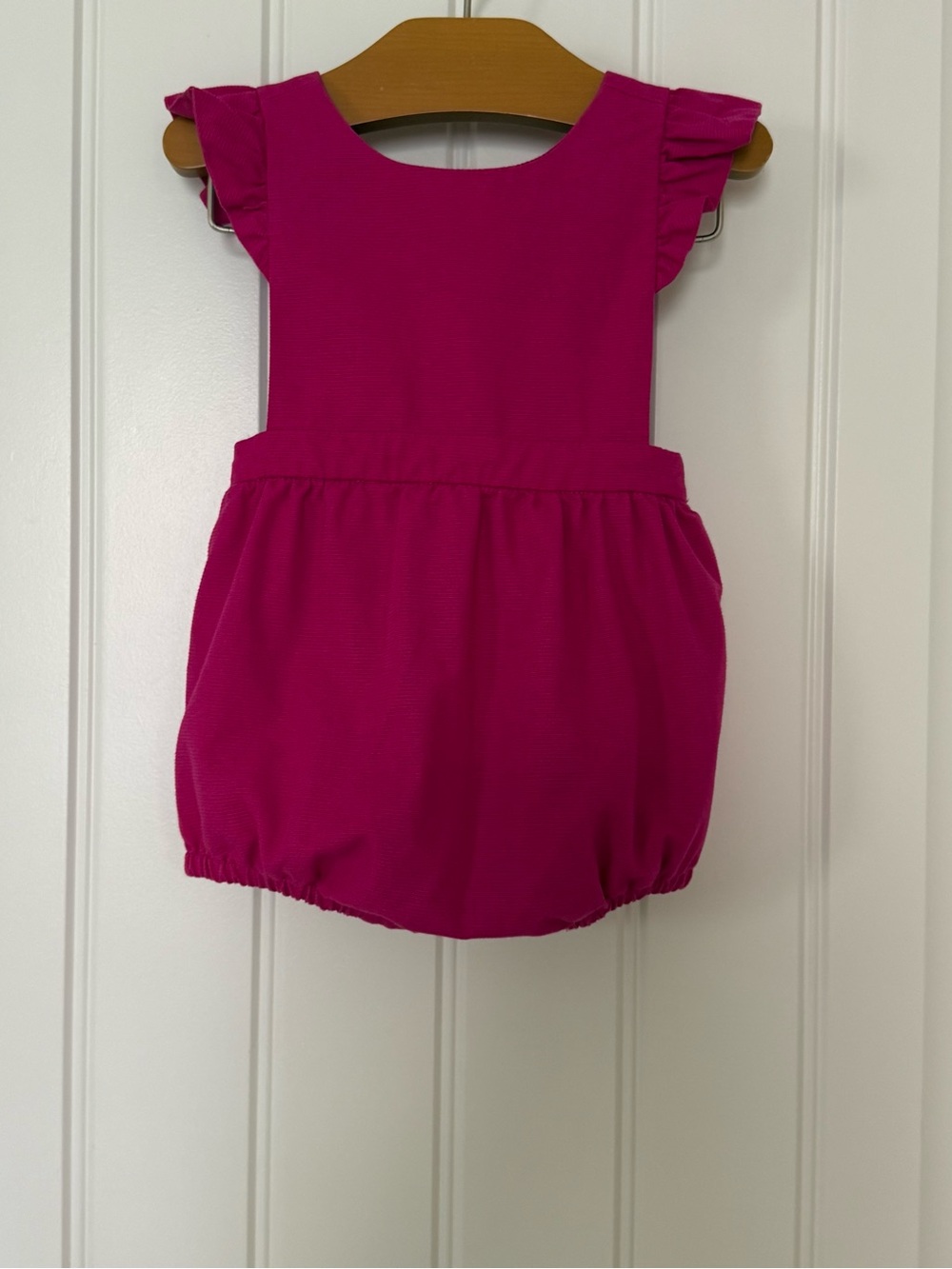 Jacadi Paris Baby Girl Bubble Size 6M Fuchsia Ruffle Sleeve Classic French Style